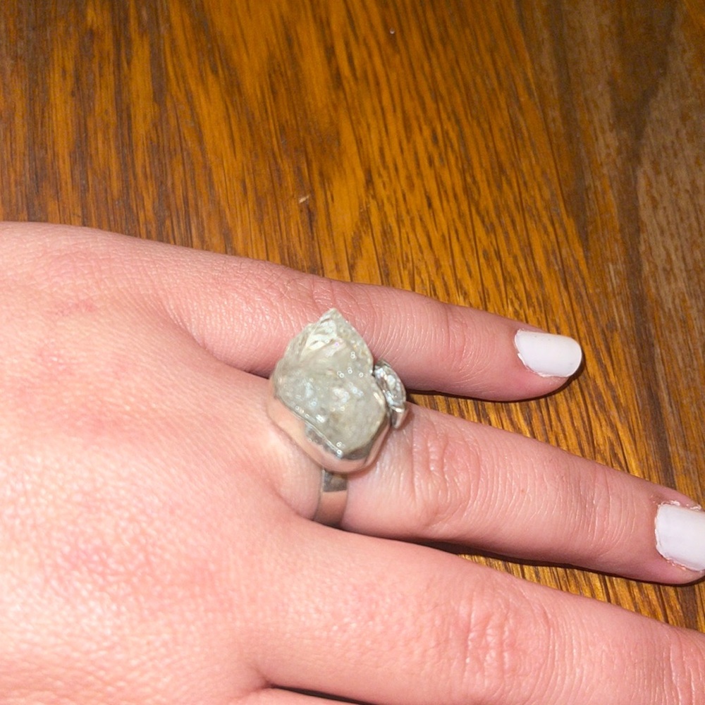 6.75/7 Crystal Quartz & Cubic Z ring from Brazilian Designer Sou Sou